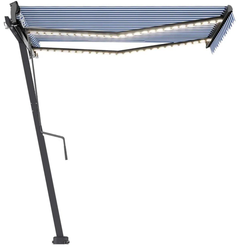 vidaXL Τέντα Αυτόματη με LED &amp; Αισθητήρα Ανέμου Μπλε/Λευκό 350x250 εκ.