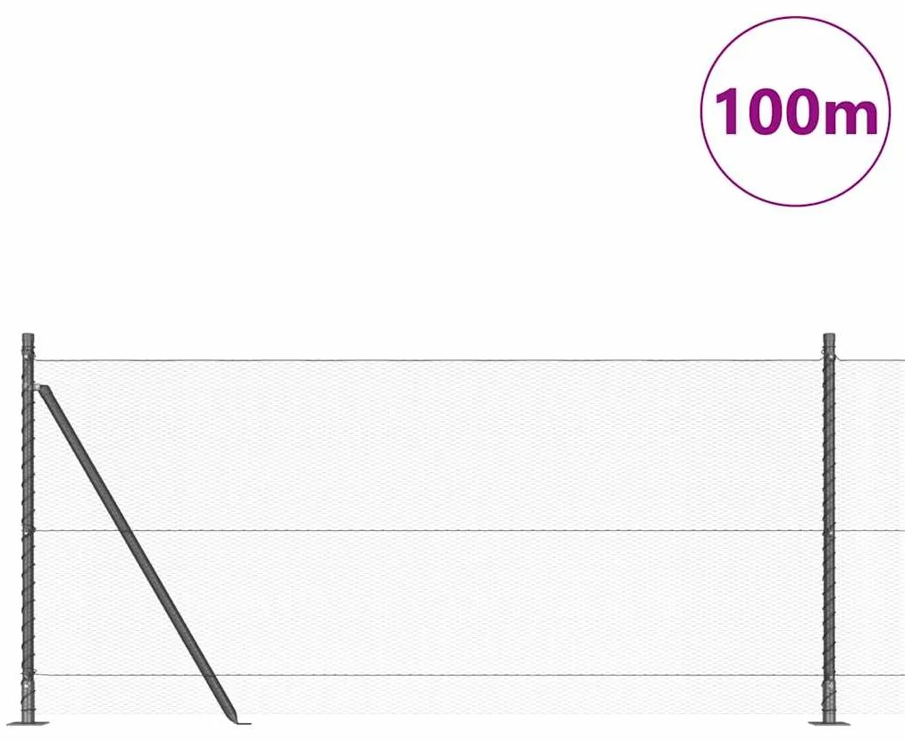 vidaXL Φράχτης με Στήλες. Γκρι 1 x 100 m Ατσάλι με επικάλυψη PVC
