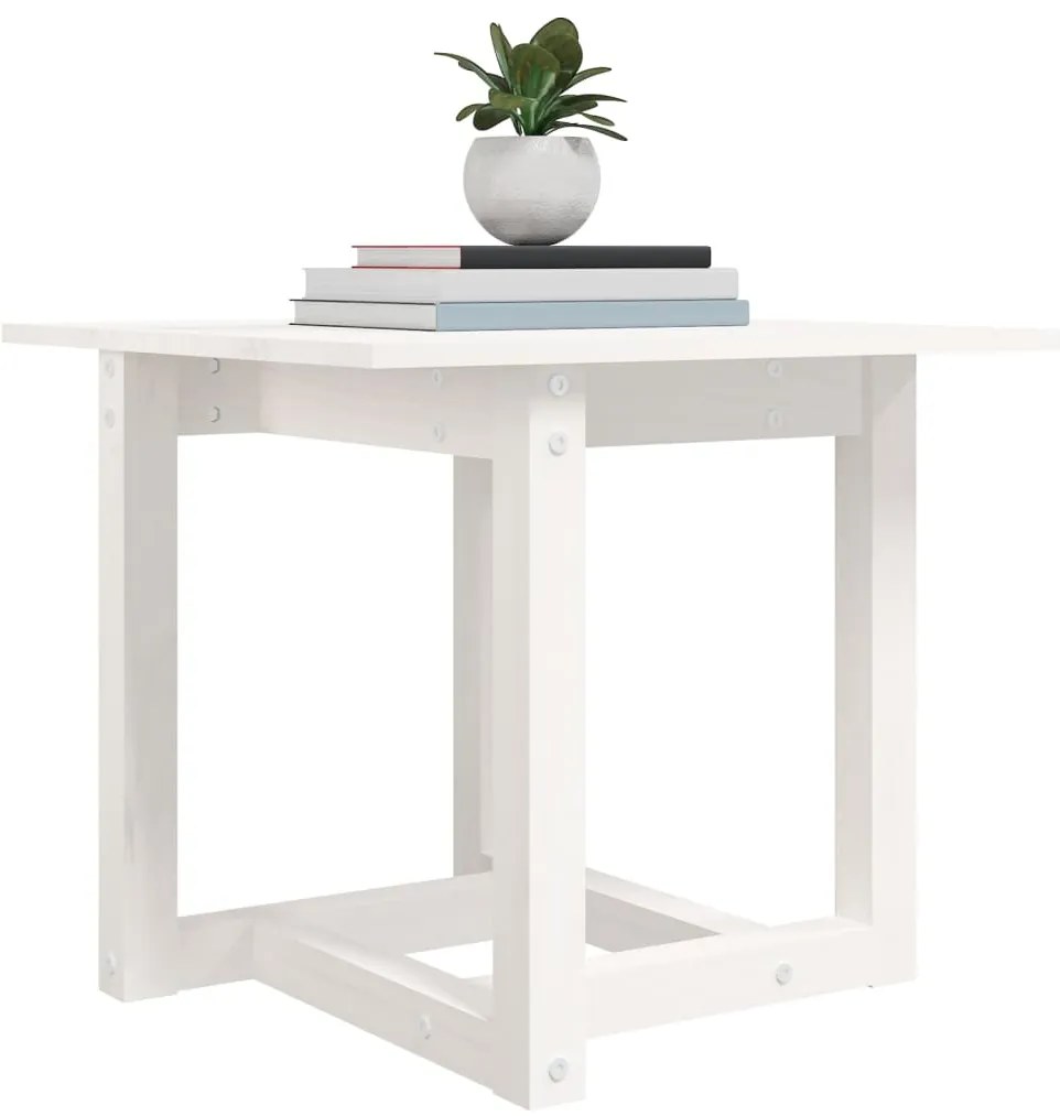vidaXL Τραπεζάκι Σαλονιού Λευκό 50 x 50 x 45 εκ. από Μασίφ Ξύλο Πεύκου
