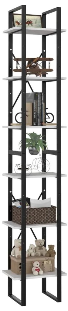 vidaXL Βιβλιοθήκη με 6 Ράφια Λευκή 40 x 30 x 210 εκ. από Επεξ. Ξύλο