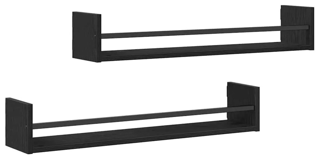 vidaXL Ράφι Τοίχου 2 pcs Μαύρη δρυς 80 x 16 x 14 cm Επεξεργασμένο ξύλο