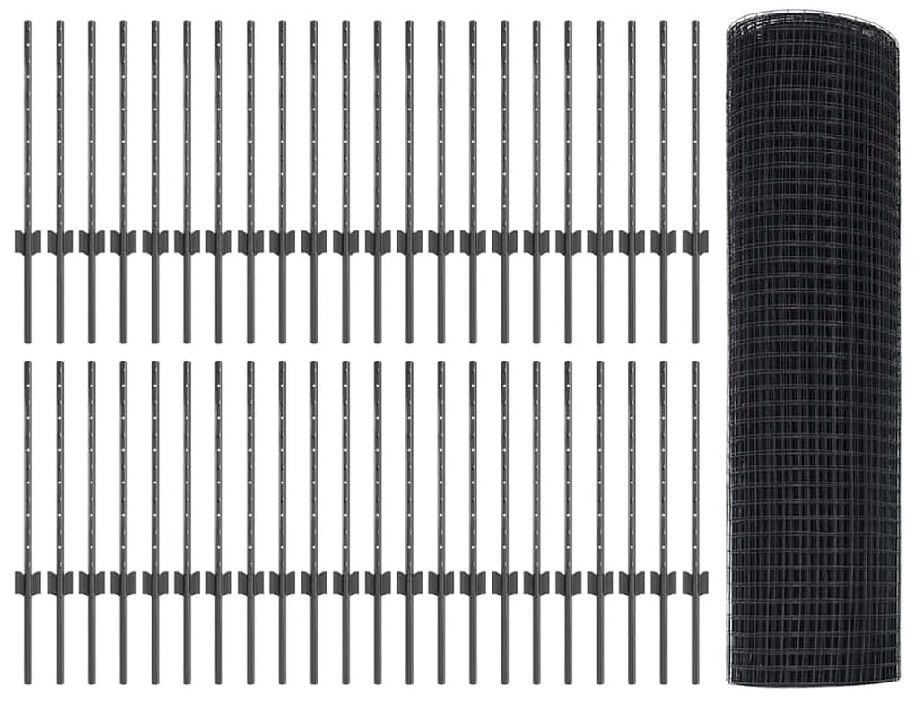 vidaXL Τεντώτο με στήριγμα Γκρι 0,6 x 100 μ Χάλυβας και PVC