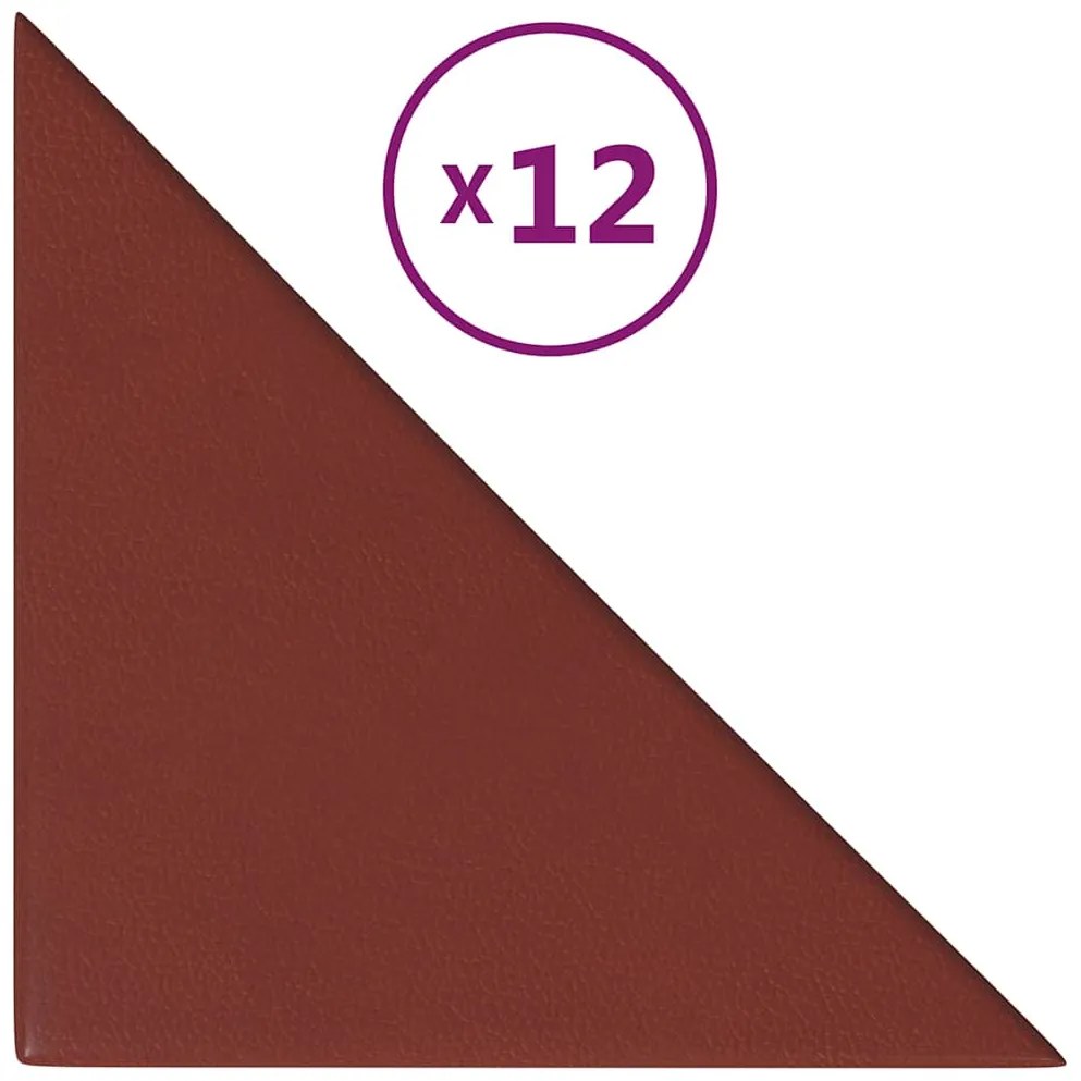vidaXL Πάνελ Τοίχου 12 τεμ. Μπορντό 30 x 30 εκ. 0,54 μ² Συνθ. Δέρμα