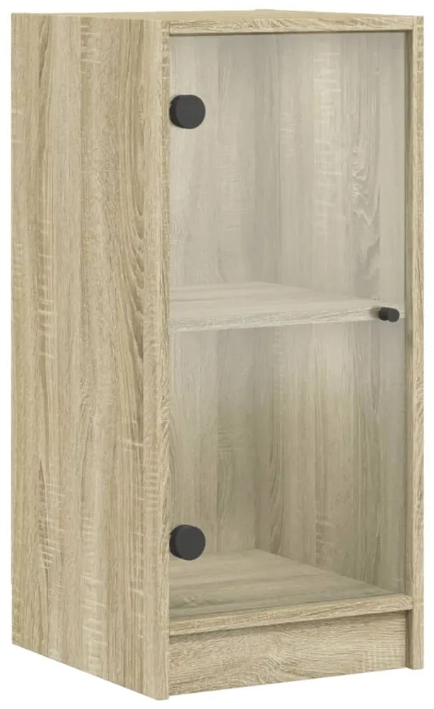 vidaXL Βοηθητικό Ντουλάπι Sonoma Δρυς 35x37x75,5εκ. με Γυάλινες Πόρτες