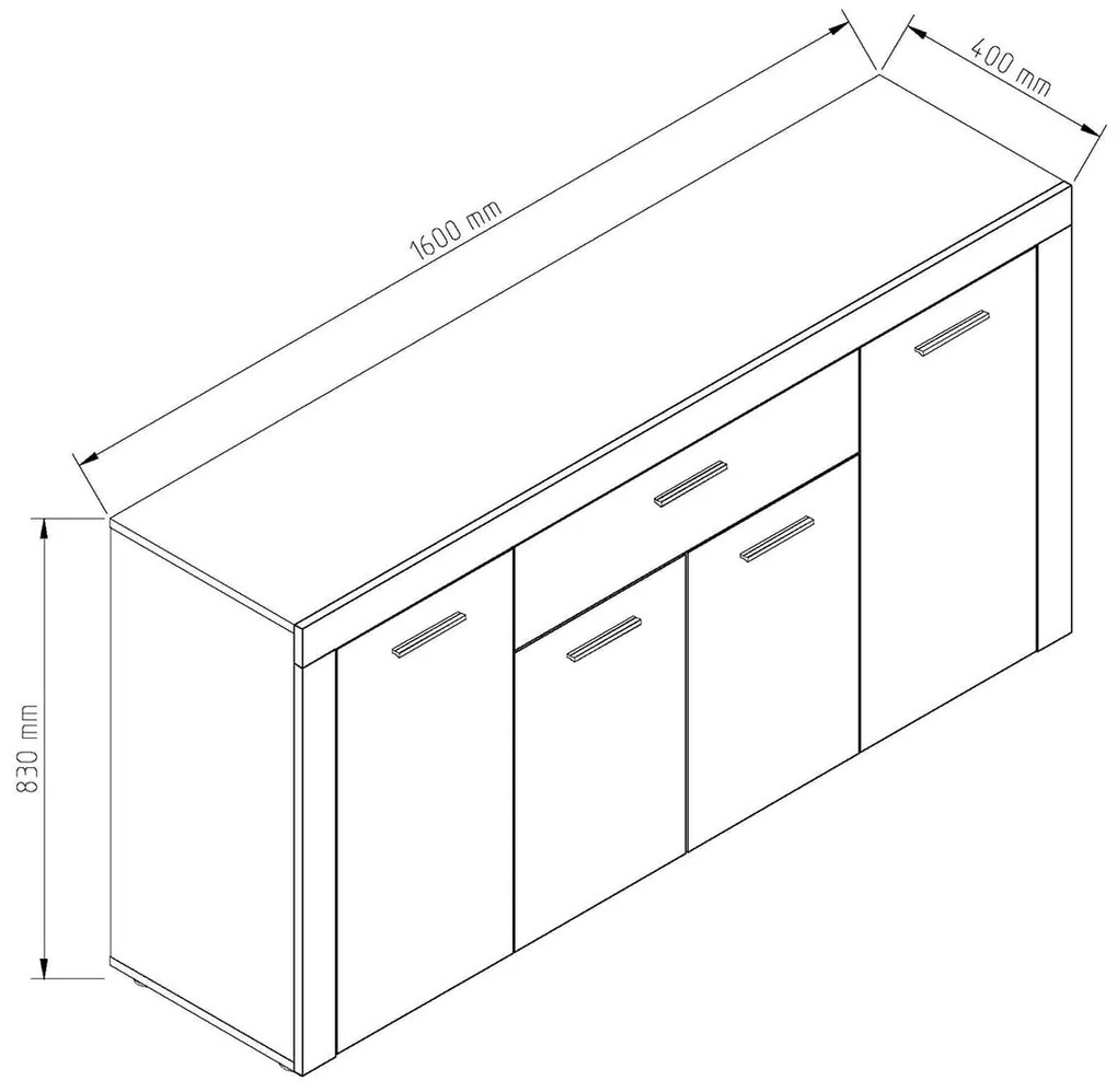 Μπουφές από Ξύλο ARLET Φυσικό 160x40x83cm