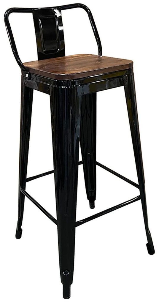 Σκαμπό Bar ArteLibre Βιομηχανικού Τύπου Vintage MOLERO II Μαύρο/Καφέ Μέταλλο/Ξύλο 44x44x94cm