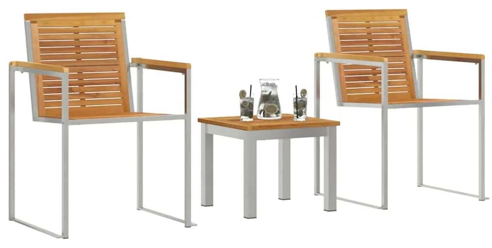 vidaXL Ξαπλώστρα 3-πρόσωπο 3 pcs Καφέ 200 x 60 x 88εκ Μασίφ ξύλο teak