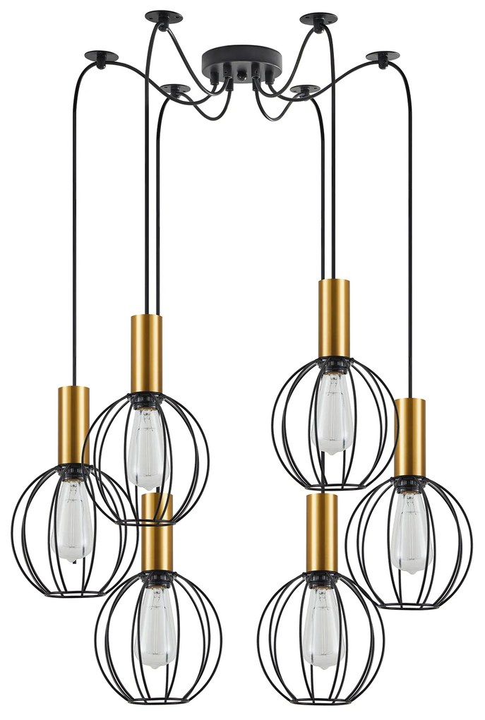 Φωτιστικό Οροφής  SE21-GM-4-BL6-GR1 ADEPT TUBE Gold Matt Pendant Black Metal Grid+ - 51W - 100W - 77-8625