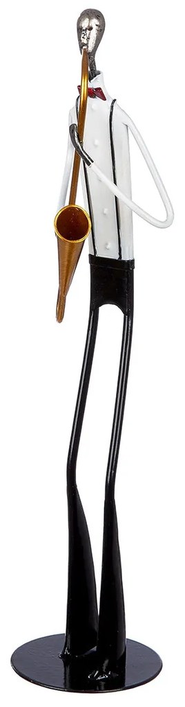Φιγούρα Musician "Jazzband" Μέταλλο Μαύρο Λευκό PU 10.5x10x41cm