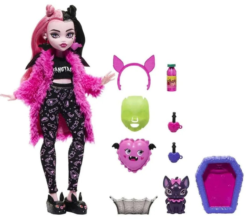 Κούκλα Monster High HKY66 Creepover Party Draculaura Fuchsia-Black Mattel