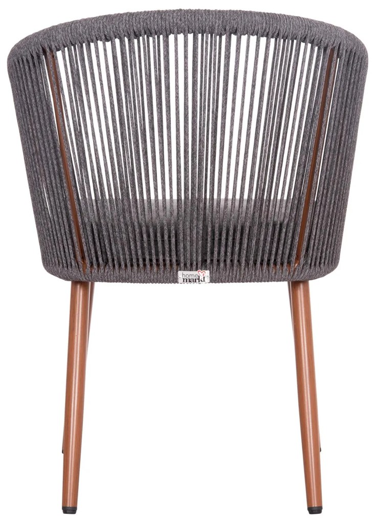 Καρέκλα - Πολυθρόνα HARRIET C5548.11 Αλουμίνιο Καφέ με Σχοινί Γκρί 60x62x80,5Υ εκ. 4αδα 60x62x80.5 εκ.