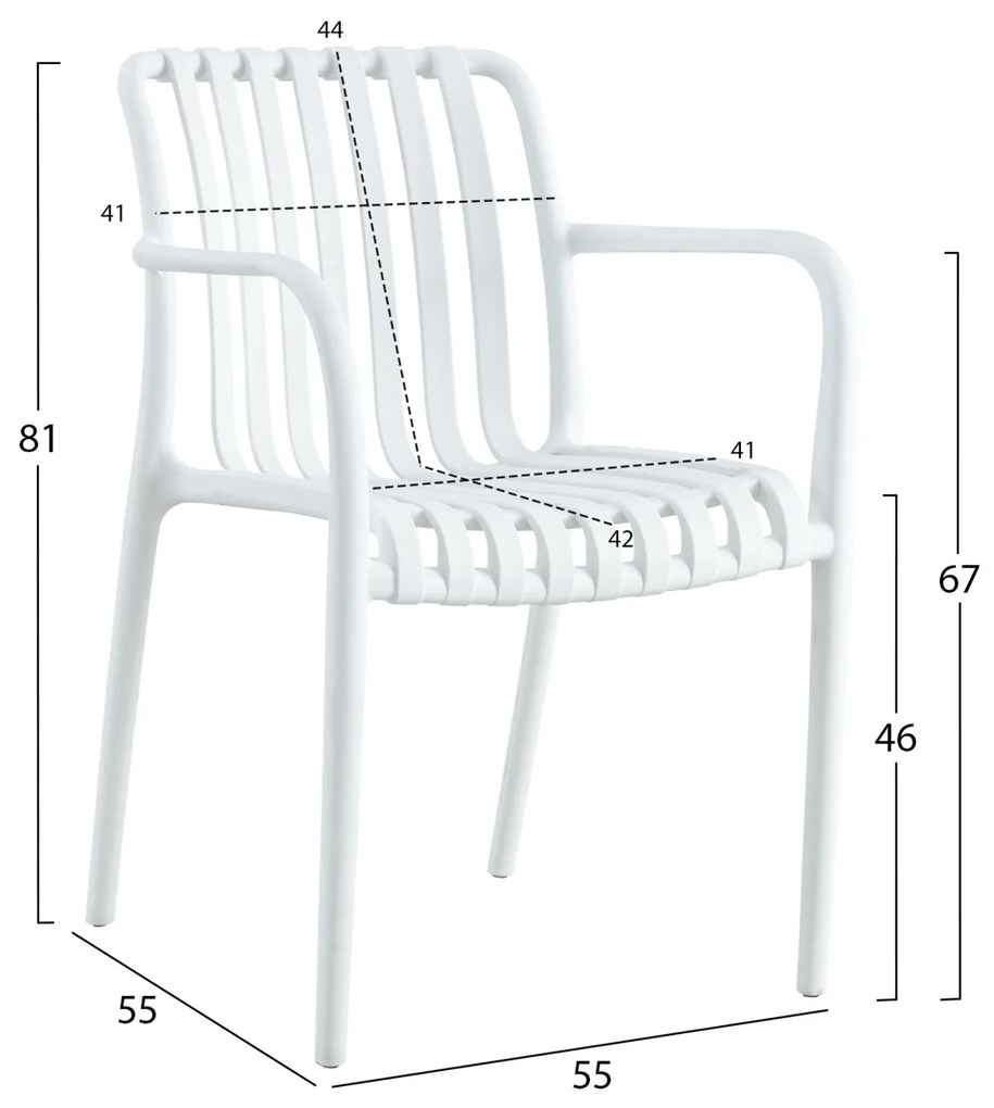 Πολυθρόνα Πολυπροπυλενίου Tippy Λευκή 55x55x81 Υ Εκ.