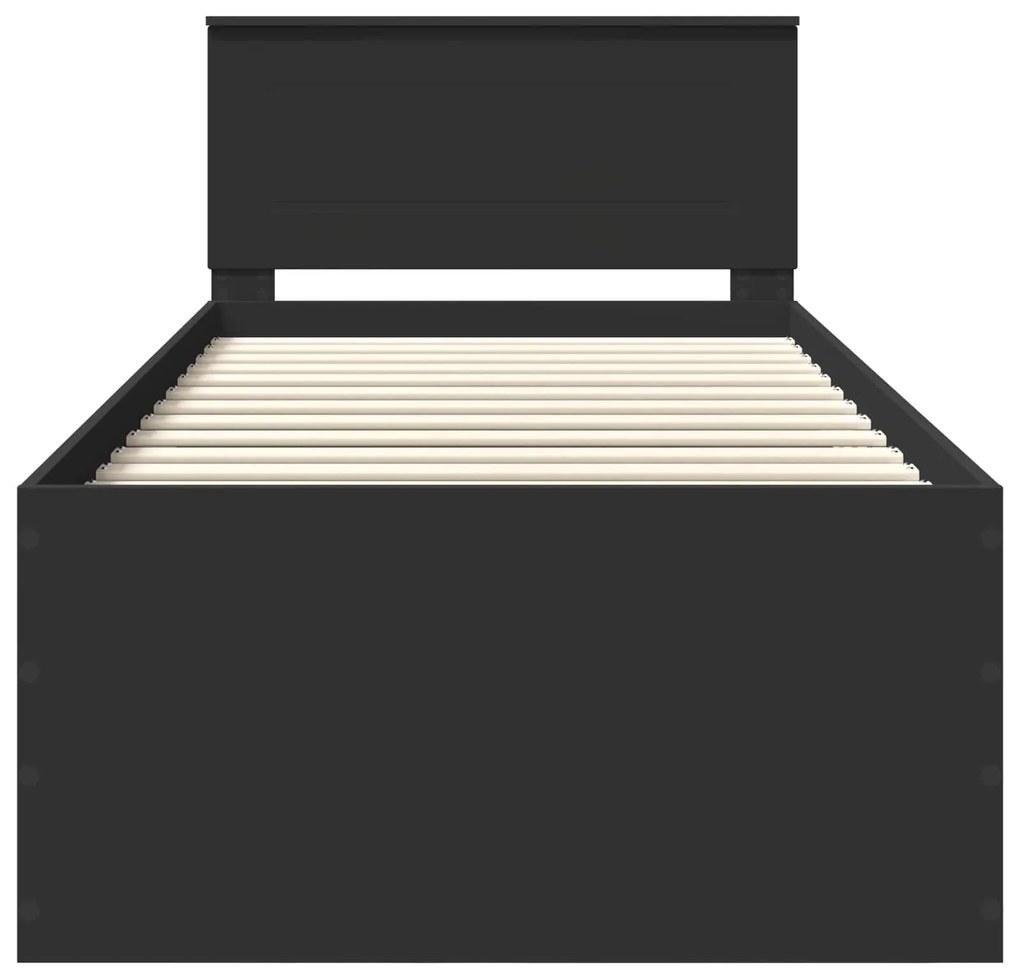vidaXL Σκελετός Κρεβατιού Μαύρο 90 x 190 cm Επεξεργασμένο ξύλο