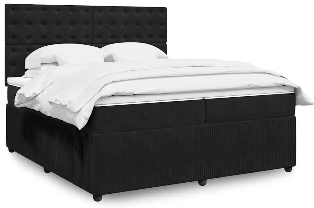 vidaXL Κρεβάτι Boxspring με Στρώμα Μαύρο 200x200 εκ. Βελούδινο