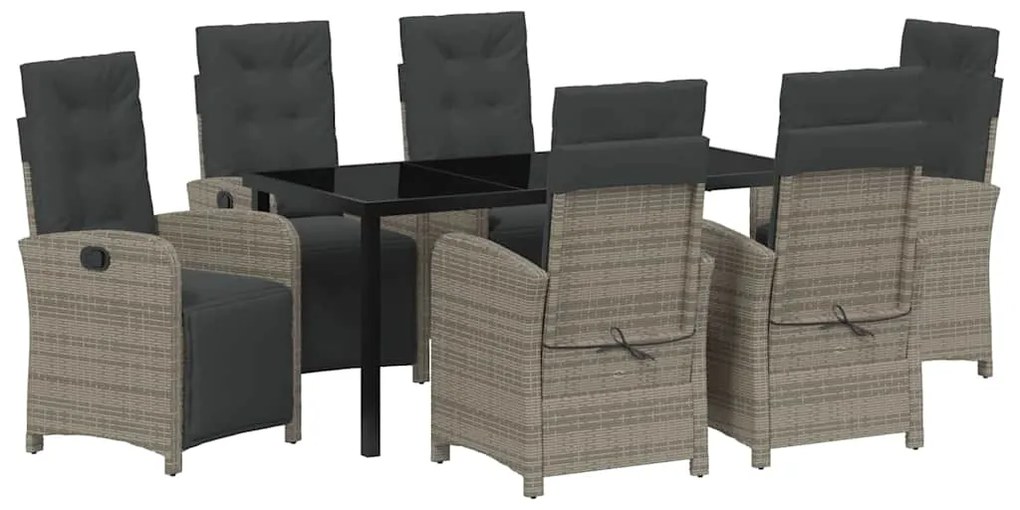 vidaXL Σέτ φαγητού για κήπο 7 pcs Γκρι συνθετικό ρατάν