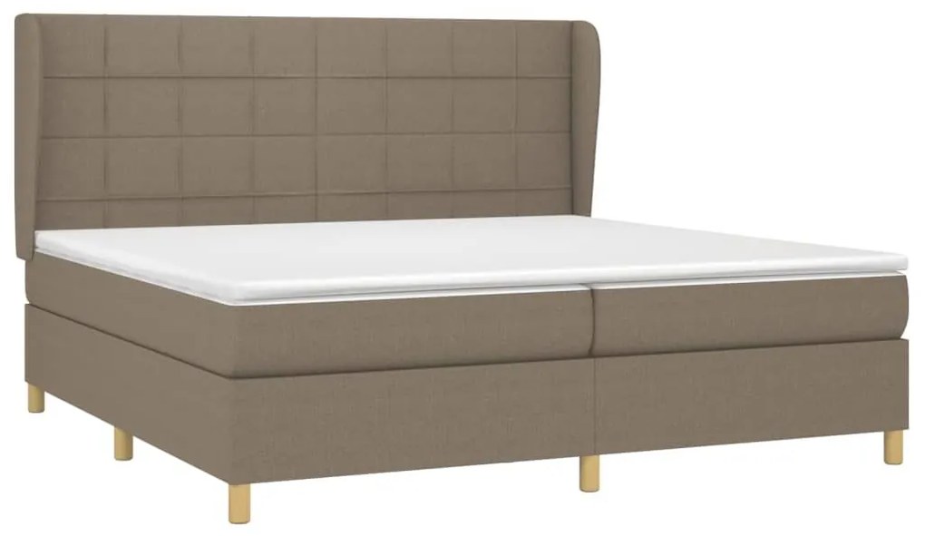 Κρεβάτι Boxspring με Στρώμα Taupe 200x200 εκ. Υφασμάτινο - Μπεζ-Γκρι