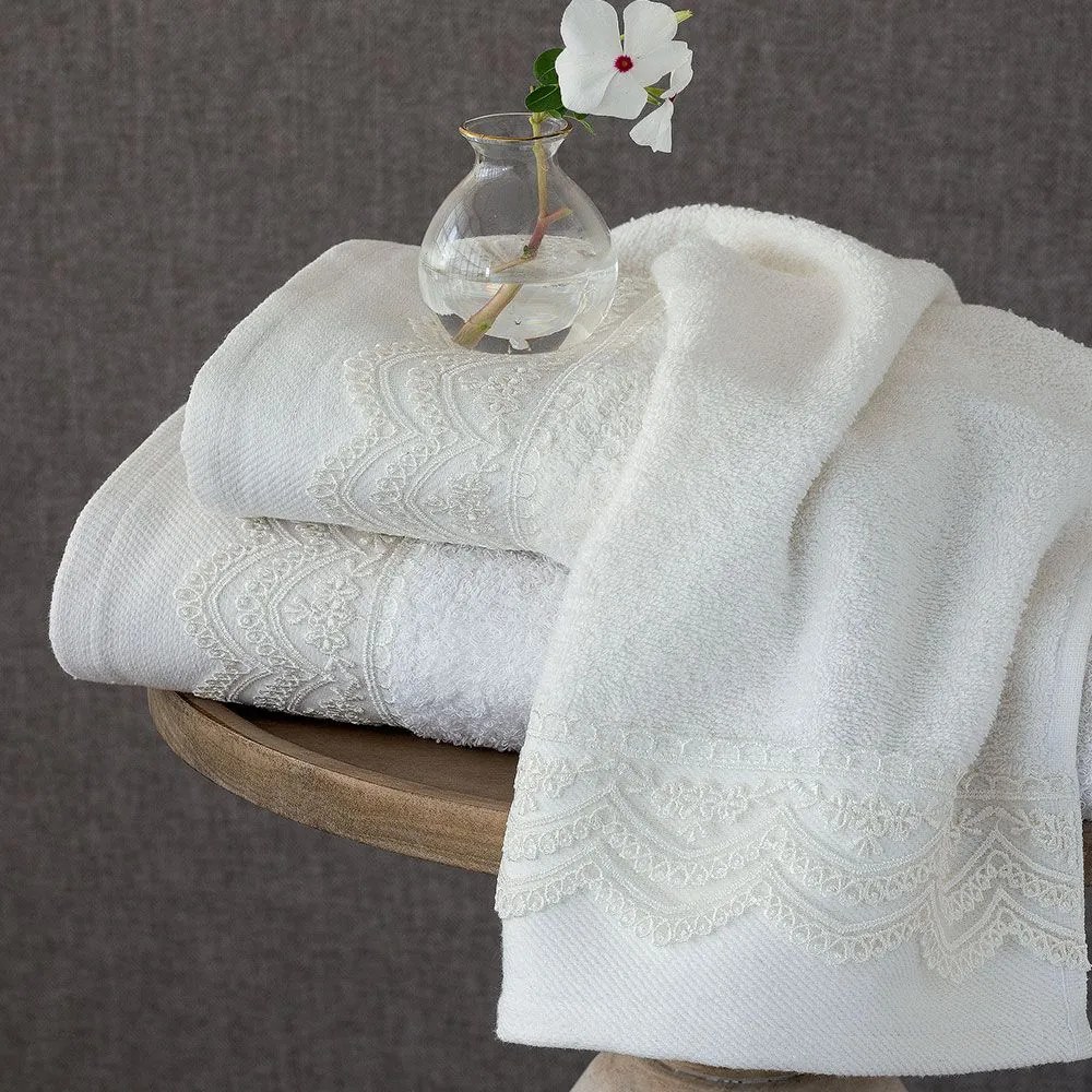 Πετσέτες Luiza (Σετ 3τμχ) White Palamaiki Towels Set 70x140cm 100% Βαμβάκι