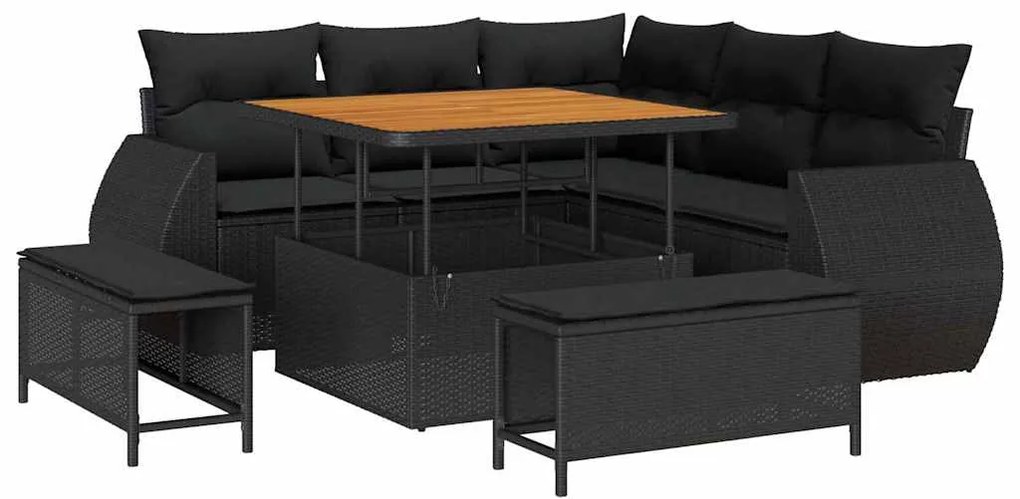 vidaXL Σετ Καναπέ Κήπου 8 pcs Μαύρο συνθετικό ρατάν