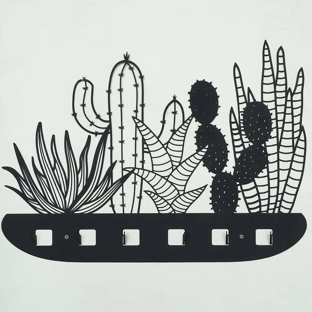 Κρεμάστρα Τοίχου 6 Θέσεων Cactus 620ATP1117 68x44cm Black Aberto Design Ατσάλι