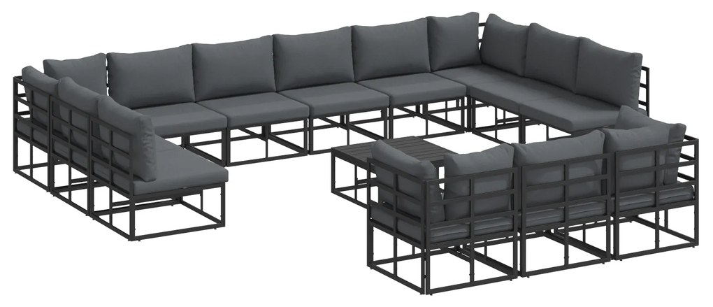 vidaXL Σετ Καναπέ Κήπου 14 pcs Μαύρο 70 x 70 x 32 εκ Αλουμίνιο