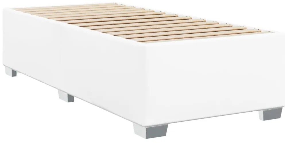 vidaXL Κρεβάτι Boxspring με Στρώμα Λευκό 100x200εκ.από Συνθετικό Δέρμα