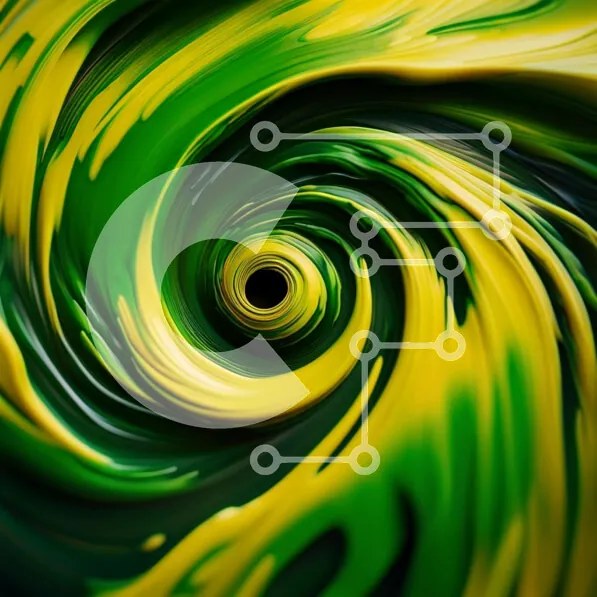 Intra Συλλεκτικό Ξύλινο Παζλ Plywood 4mm - Puzzle με Θέμα Abstract Art: Swirling Vortex of Green and Yellow Paint Σε Ξύλινο Κουτί - Διαστάσεις Puzzle: 10x10 cm – 25 κομμάτια