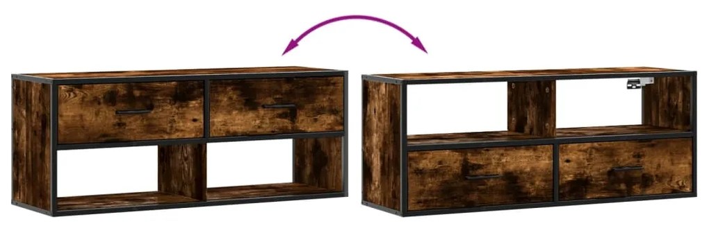 vidaXL Έπιπλο Τηλεόρασης Καπνιστή Δρυς 100x31x39,5εκ Επεξ.Ξύλο/Μέταλλο
