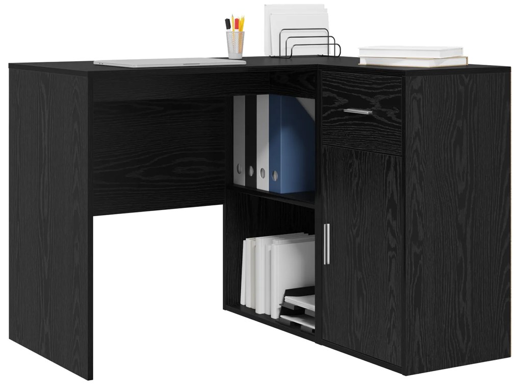vidaXL Γραφείο Γωνίας Μαύρης Βελανιδιάς 102x88x75 cm Επεξεργασμένη Ξυλεία