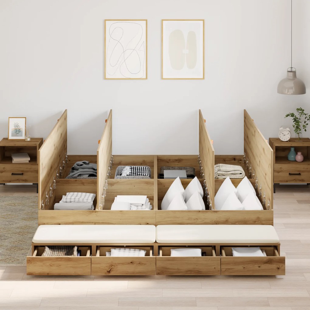 vidaXL Κρεβάτι Αποθήκευσης Artisan Oak 180x200 εκ.