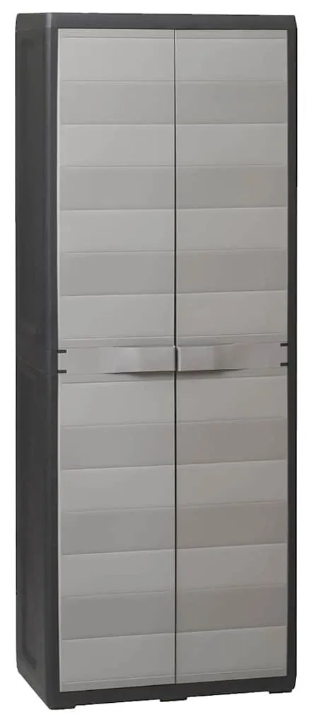 vidaXL Ντουλάπα Αποθήκευσης Εξωτερικού Χώρου με 3 Ράφια Μαύρη / Γκρι