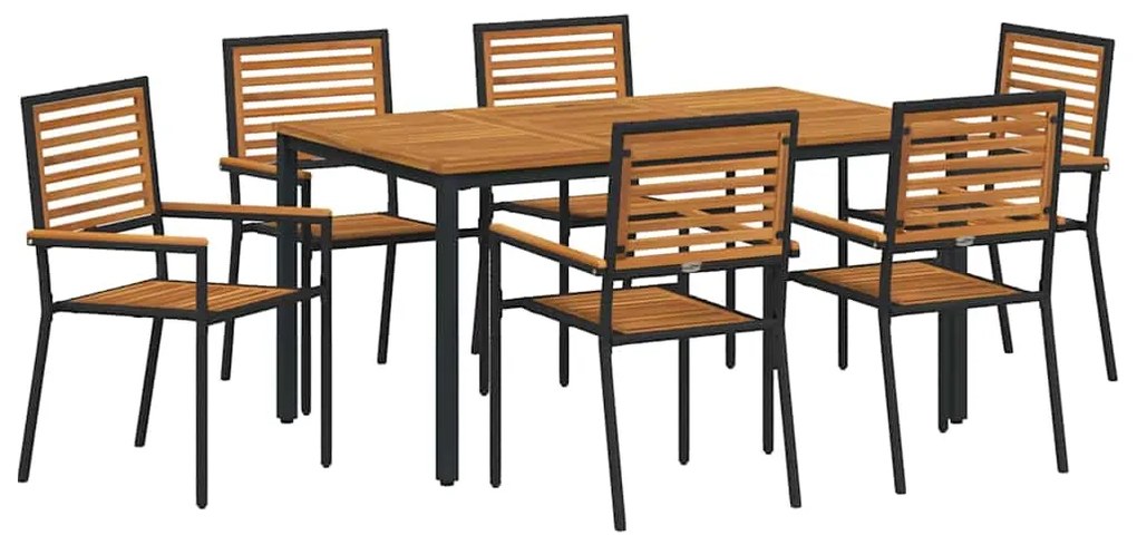 vidaXL Σέτ φαγητού για κήπο 7 pcs Μαύρο 150 x 90 x 75 cm
