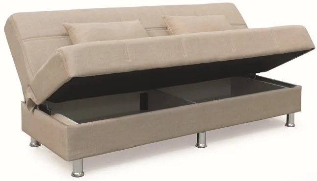 FELINA LIGHT BROWN ΥΦΑΣΜΑ 3ΘΕΣΙΟΣ ΚΑΝΑΠΕΣ/ΚΡΕΒΑΤΙ ΜΕ ΑΠΟΘ.ΧΩΡΟ 182X90εκ.