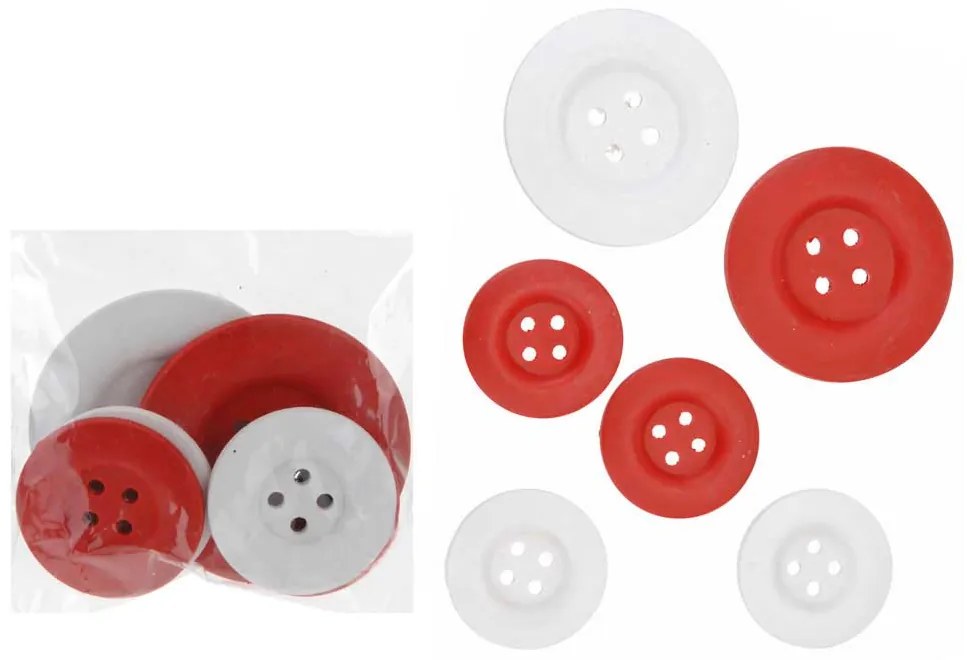 Σετ 6 τεμάχια Διακοσμητικά Χριστουγεννιάτικα Στολίδια Κουμπιά 718310