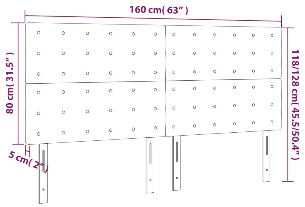 Κεφαλάρια Κρεβατιού 4 τεμ. Μπλε 80 x 5 x 78/88 εκ. Υφασμάτινο - Μπλε