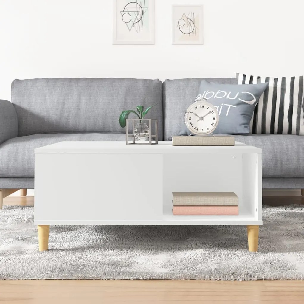 vidaXL Τραπεζάκι Σαλονιού Λευκό 80 x 80 x 36,5 εκ. Επεξεργασμένο Ξύλο