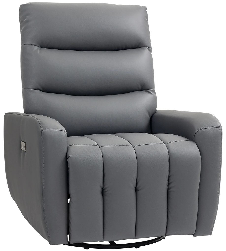 HOMCOM Πολυθρόνα Relax, πολυθρόνα με λειτουργία ανάκλισης, τηλεχειριστήριο, θύρα USB, γκρι