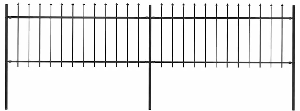 Φράχτης Κήπου με Κορυφή Δόρυ από Ατσάλι Μαύρος 359 x 80 εκ.