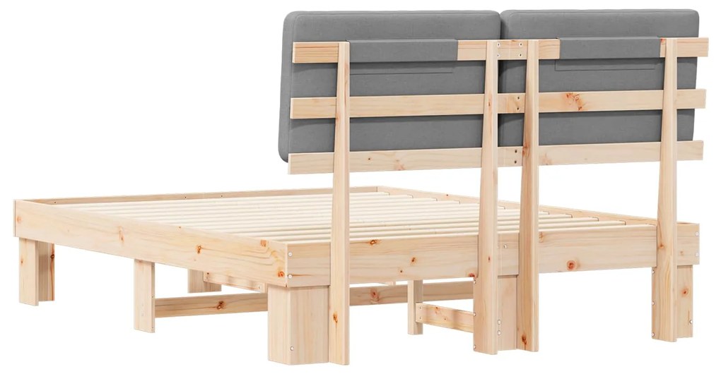 vidaXL Σκελετός Κρεβατιού με Επενδεδυμένο Κεφαλάρι Ανοιχτό γκρι