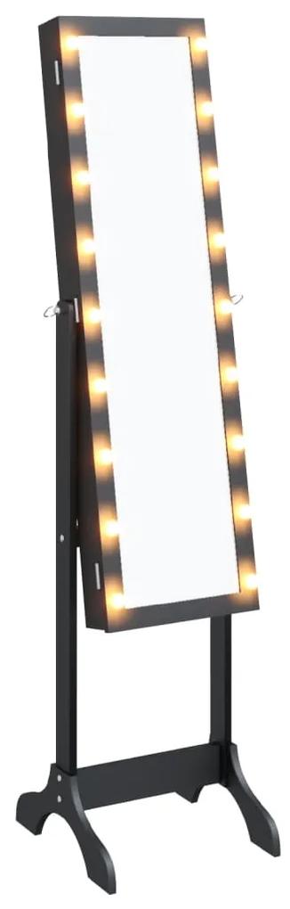 vidaXL Καθρέφτης Επιδαπέδιος με LED Μαύρος 34 x 37 x 146 εκ.