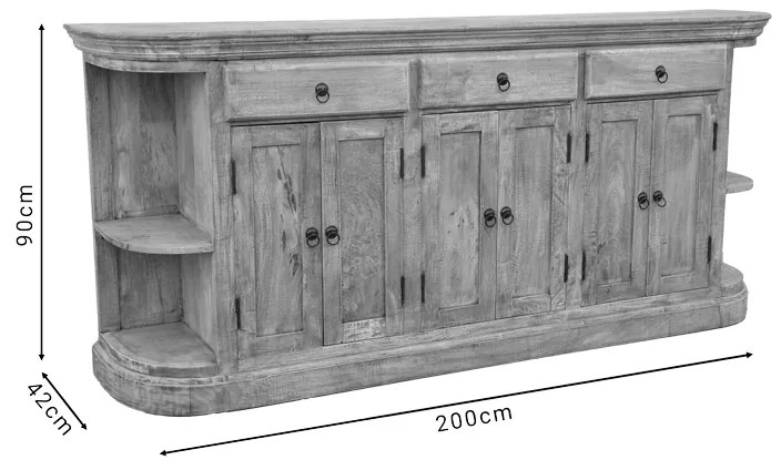 Μπουφές Freklian Inart φυσικό μασίφ mango ξύλο 200x42x90εκ