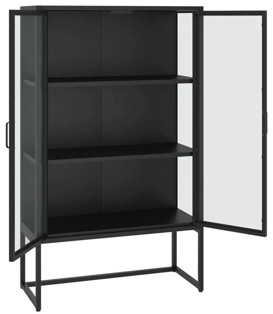 vidaXL Μπουφές Μαύρος 80 x 35 x 135 εκ. από Ατσάλι και Ψημένο Γυαλί