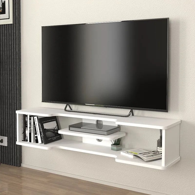 Megapap Έπιπλο Τηλεόρασης Επιτοίχιο Perry Λευκό 120x29,6x25,6εκ.