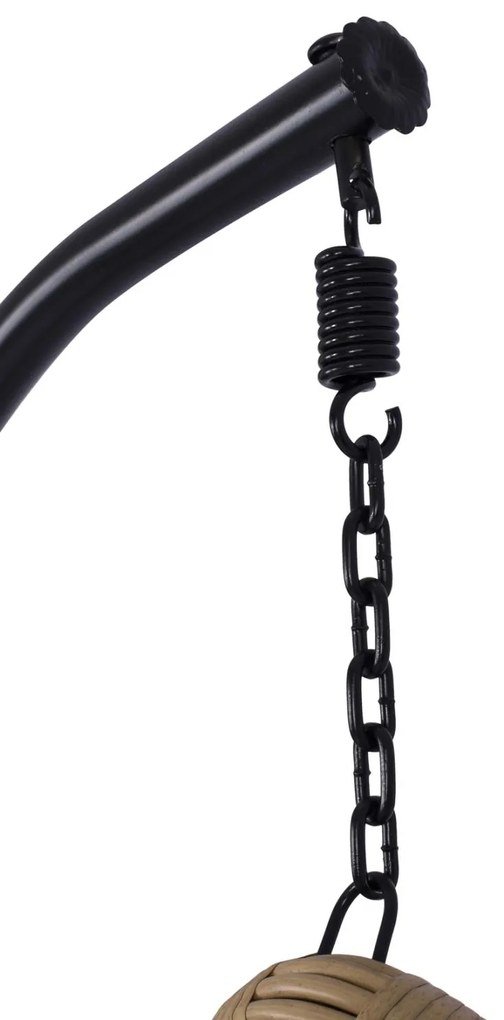 Κούνια κήπου - Φωλιά LUCIA με Wicker Μπέζ και Μαξιλάρια Μπέζ και Μαύρο μέταλλο Φ95x195Υ εκ. 95x95x195 εκ.