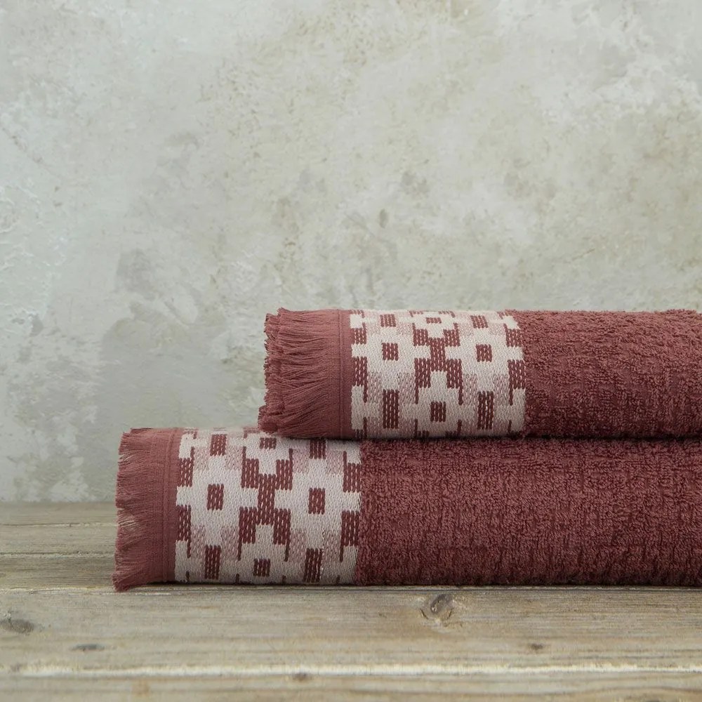 Πετσέτες Jentaya (Σετ 2τμχ) Bordo Nima Σετ Πετσέτες 70x140cm 100% Cotton