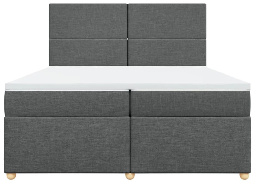 vidaXL Κρεβάτι Boxspring με Στρώμα Σκούρο Γκρι 200x200 εκ. Υφασμάτινο