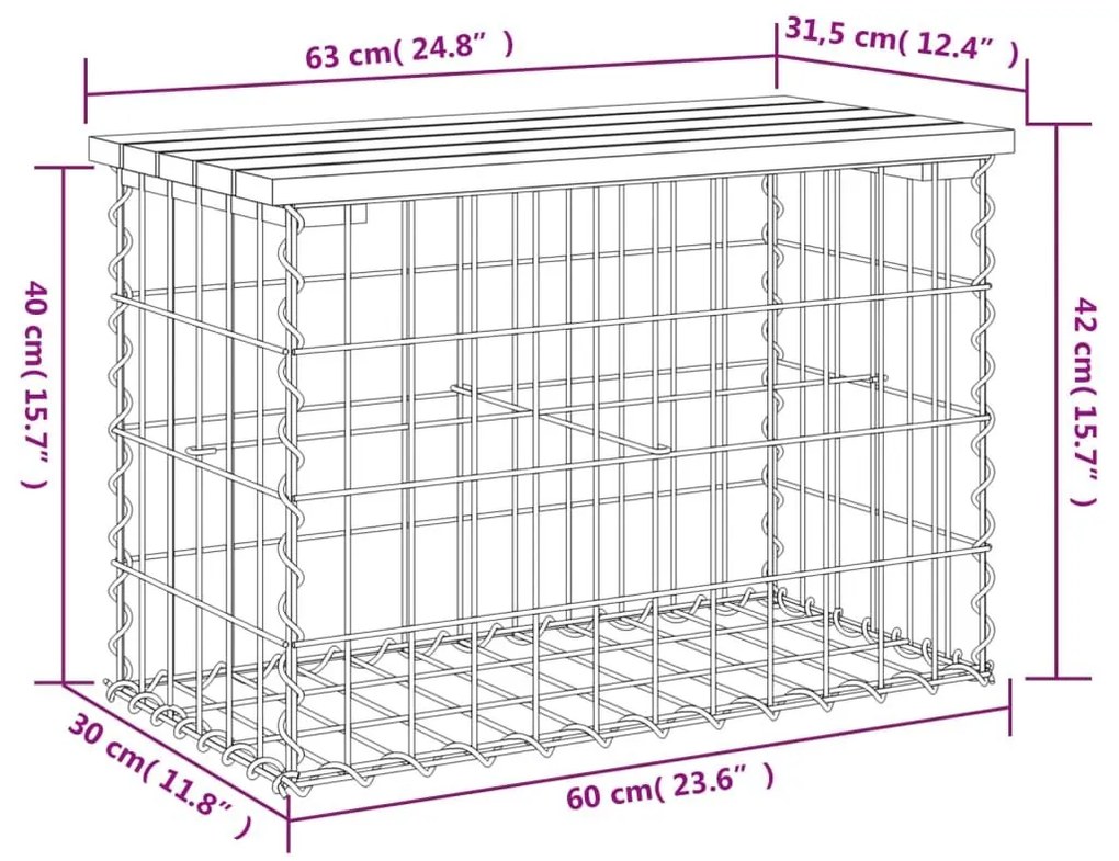 Πάγκος Κήπου Συρματοκιβώτιο 63x31,5x42 εκ. Μασίφ Ψευδοτσούγκα - Καφέ