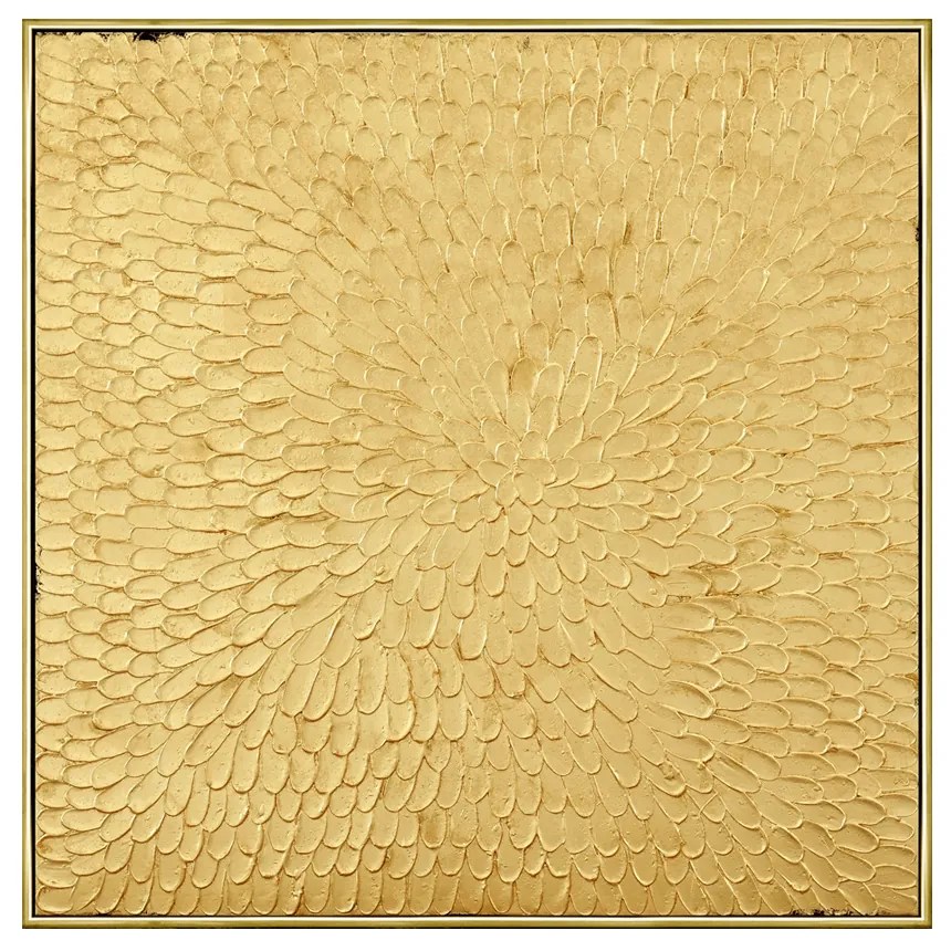 GOLD PEONIA ΠΙΝΑΚΑΣ ΚΑΜΒΑΣ ΧΡΥΣΟ ΞΥΛΟ 100x100xH4,5cm - 020662