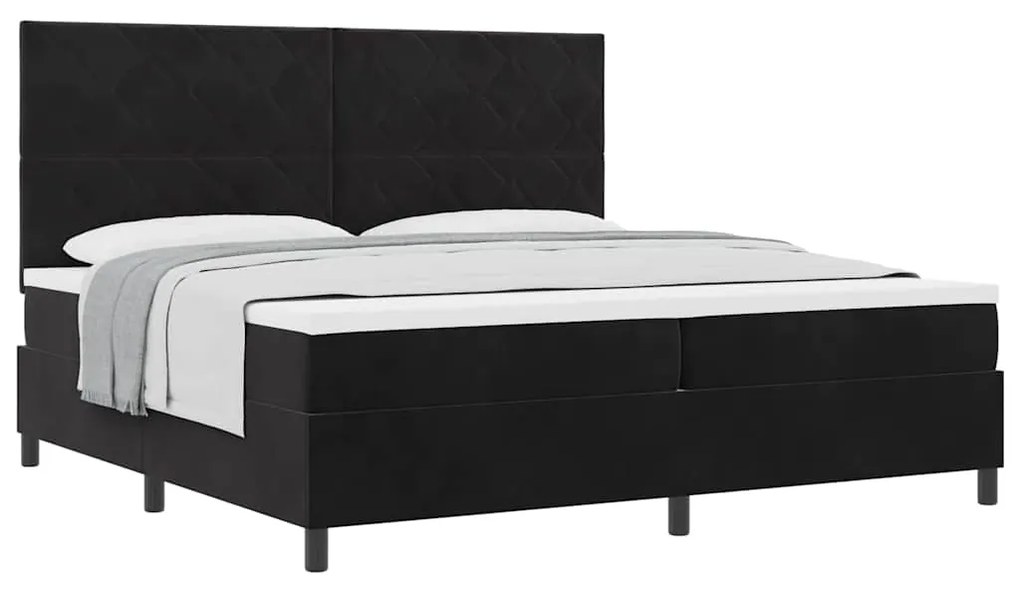 vidaXL Κρεβάτι με ελατήρια με στρώμα Μαύρο 200 x 200 cm Βελούδο