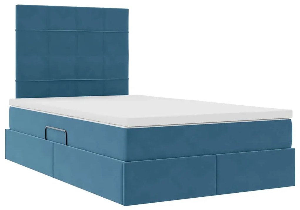 vidaXL Κρεβάτι με αποθηκευτικό χώρο και LED Σκούρο Μπλε 120 x 200 cm