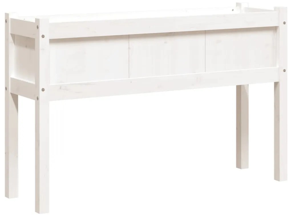 vidaXL Ζαρντινιέρα με Πόδια Λευκή 110x31x70 εκ. από Μασίφ Ξύλο Πεύκου